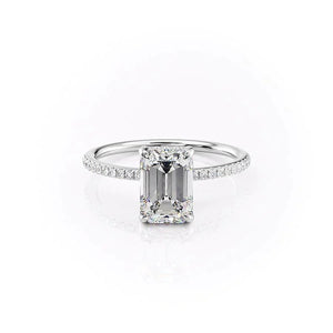 The Pave Kamellie Set With A 3 Carat Emerald 14K White Gold Lab Diamond
