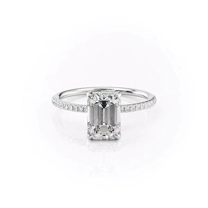 The Kamellie Set  With A 4 Carat Emerald 18K White Gold Moissanite