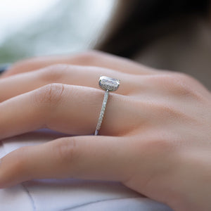 The Pave Kamellie Set  With A 2.5 Carat Emerald 18K White Gold Moissanite