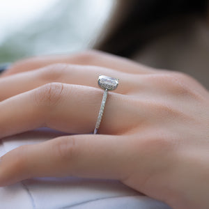 The Pave Kamellie Set With A 2.5 Carat Emerald 18K White Gold Lab Diamond
