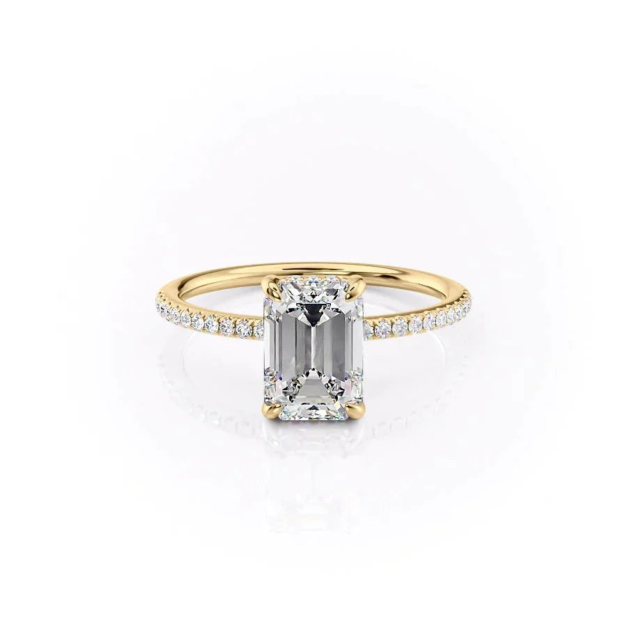 The Pave Kamellie Set With A 2.5 Carat Emerald 18K Yellow Gold Lab Diamond