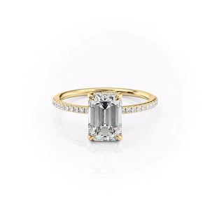 The Kamellie Set  With A 3 Carat Emerald 18K Yellow Gold Moissanite