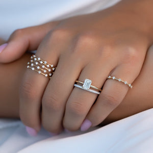 The Pave Kamellie Set  With A 5 Carat Emerald 14K Yellow Gold Moissanite