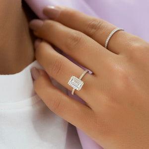 The Pave Kamellie Set With A 2 Carat Emerald 14K Yellow Gold Lab Diamond