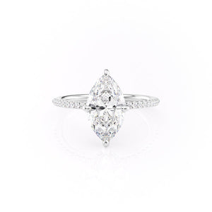The Pave Kamellie Set  With A 3 Carat Marquise 18K White Gold Moissanite