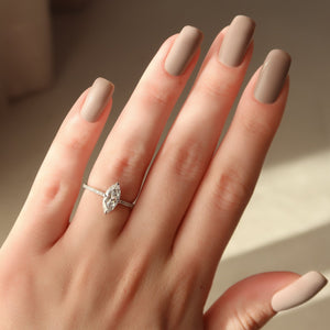 The Pave Kamellie Set With A 2.5 Carat Marquise 18K White Gold Lab Diamond