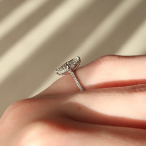 The Pave Kamellie Set  With A 2.5 Carat Marquise 14K White Gold Moissanite