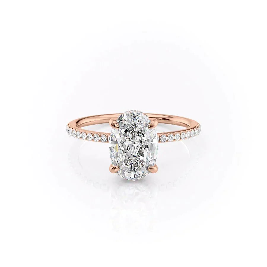 The Kamellie Set With A 2.5 Carat Oval 14K Rose Gold Lab Diamond