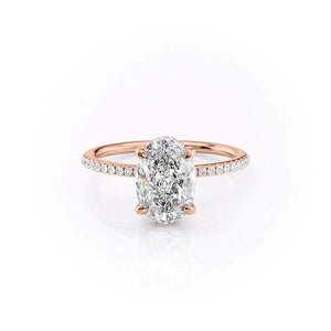 The Kamellie Set With A 2.5 Carat Oval 14K Rose Gold Lab Diamond