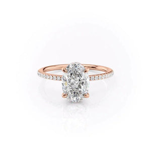 The Pave Kamellie Set  With A 5 Carat Oval 14K Rose Gold Moissanite