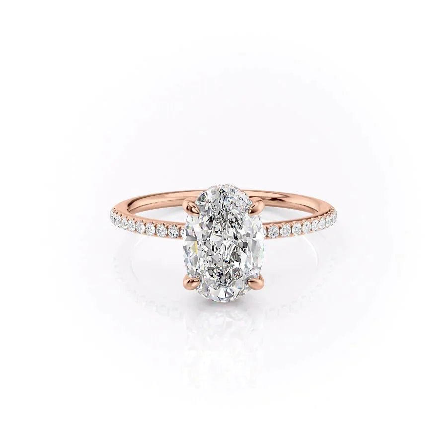The Pave Kamellie Set  With A 4.5 Carat Oval 14K Rose Gold Moissanite