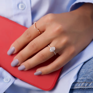 The Kamellie Set  With A 3 Carat Oval 14K Rose Gold Moissanite
