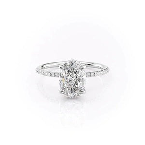 The Pave Kamellie Set With A 1.5 Carat Oval 14K White Gold Lab Diamond
