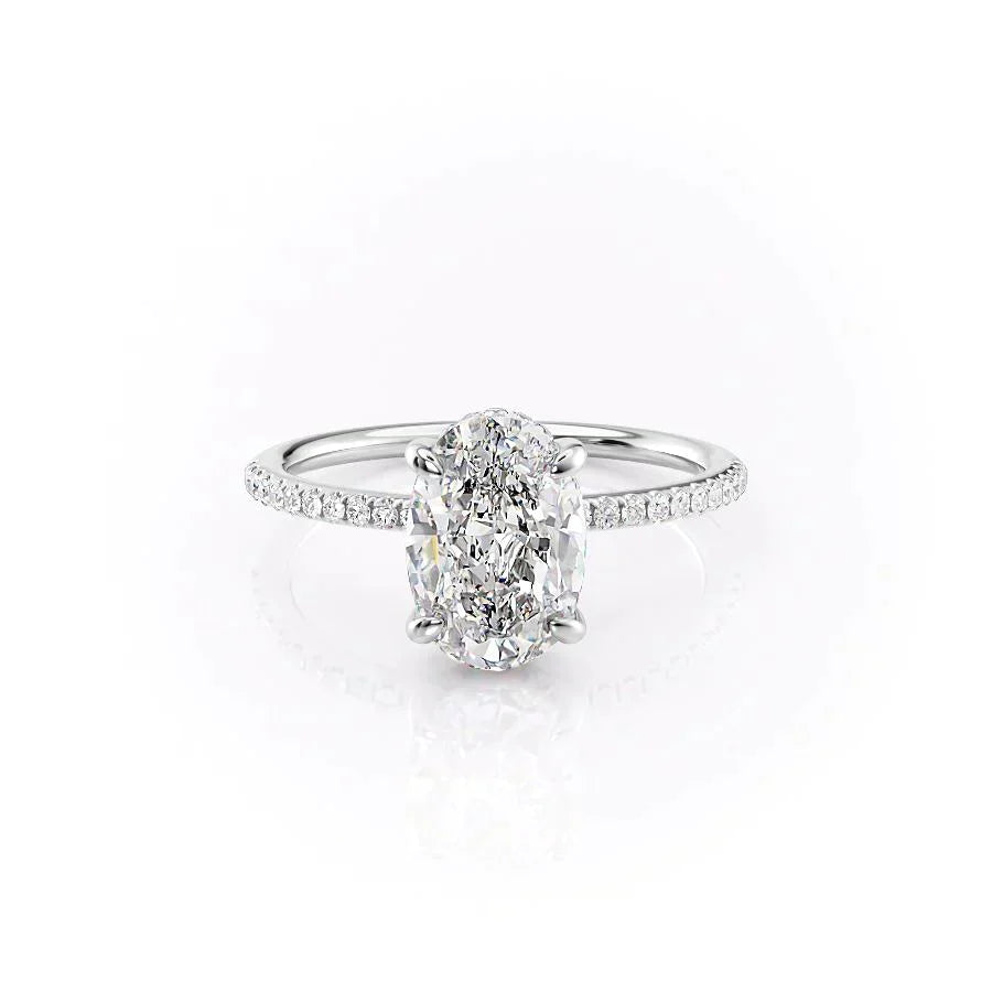 The Kamellie Set  With A 3 Carat Oval 18K White Gold Moissanite