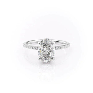 The Pave Kamellie Set  With A 3 Carat Oval 14K White Gold Moissanite