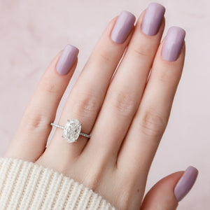 The Pave Kamellie Set  With A 3.5 Carat Oval 18K White Gold Moissanite