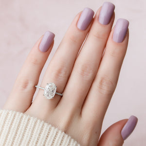 The Pave Kamellie Set With A 2 Carat Oval 18K White Gold Lab Diamond