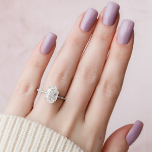 The Kamellie Set With A 1 Carat Oval 14K White Gold Lab Diamond