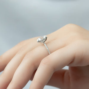 The Pave Kamellie Set With A 3 Carat Oval 18K White Gold Lab Diamond