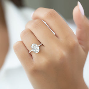 The Pave Kamellie Set With A 1 Carat Oval 14K White Gold Lab Diamond
