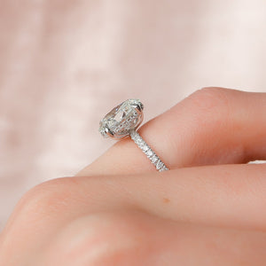 The Pave Kamellie Set  With A 2 Carat Oval 18K White Gold Moissanite