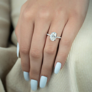 The Pave Kamellie Set  With A 4.5 Carat Oval 14K White Gold Moissanite
