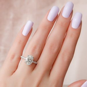 The Pave Kamellie Set  With A 3 Carat Oval 14K White Gold Moissanite