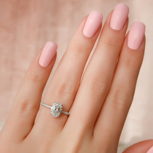 The Pave Kamellie Set With A 1.5 Carat Oval 18K White Gold Lab Diamond