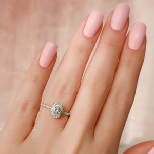 The Kamellie Set With A 1 Carat Oval 14K White Gold Lab Diamond