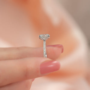 The Pave Kamellie Set  With A 3 Carat Oval 14K White Gold Moissanite