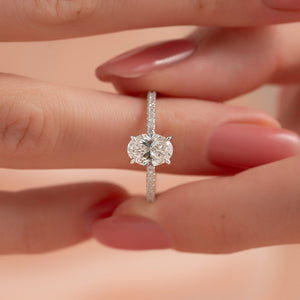 The Pave Kamellie Set  With A 3 Carat Oval 14K White Gold Moissanite