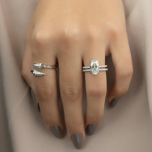 The Pave Kamellie Set  With A 3 Carat Oval 14K White Gold Moissanite