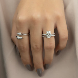 The Pave Kamellie Set With A 1.5 Carat Oval 14K White Gold Lab Diamond