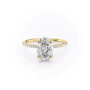The Pave Kamellie Set With A 1.5 Carat Oval 14K Yellow Gold Lab Diamond