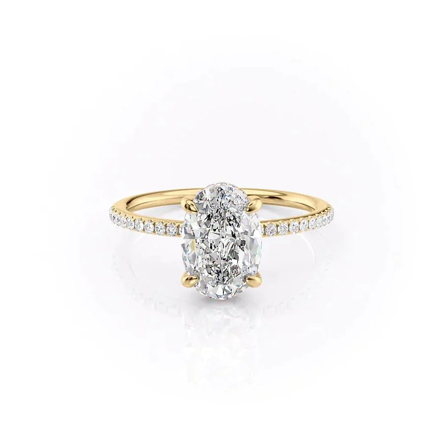 The Kamellie Set With A 2.5 Carat Oval 18K Yellow Gold Lab Diamond