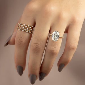 The Pave Kamellie Set  With A 1 Carat Oval 18K Yellow Gold Moissanite