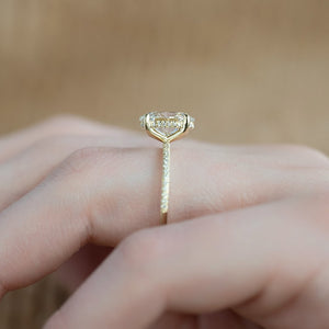 The Pave Kamellie Set  With A 2 Carat Oval 14K Yellow Gold Moissanite
