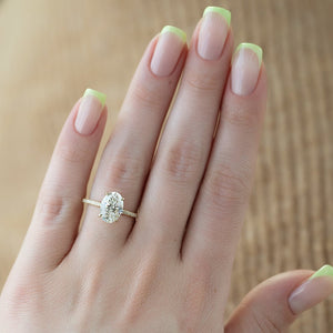 The Pave Kamellie Set  With A 2 Carat Oval 14K Yellow Gold Moissanite