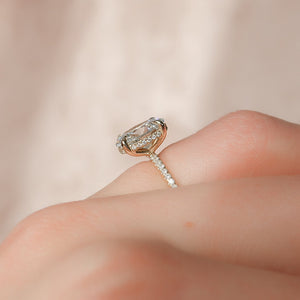 The Pave Kamellie Set  With A 2 Carat Oval 14K Yellow Gold Moissanite