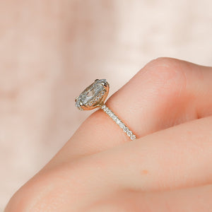 The Pave Kamellie Set  With A 3 Carat Oval 14K Yellow Gold Moissanite