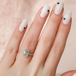 The Pave Kamellie Set  With A 5 Carat Oval 18K Yellow Gold Moissanite