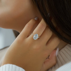 The Pave Kamellie Set  With A 3.5 Carat Oval 18K Yellow Gold Moissanite