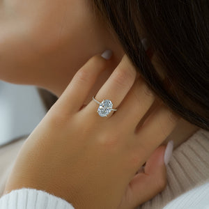 The Pave Kamellie Set With A 3 Carat Oval 18K Yellow Gold Lab Diamond