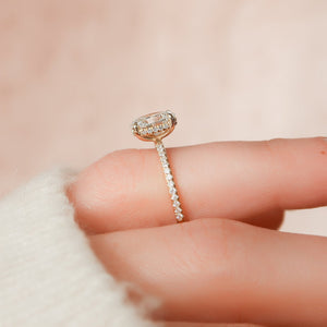 The Pave Kamellie Set  With A 1.5 Carat Oval 18K Yellow Gold Moissanite