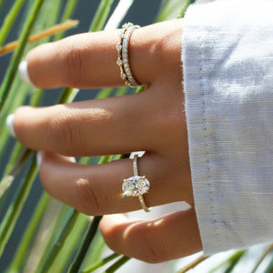 The Pave Kamellie Set  With A 3.5 Carat Oval 18K Yellow Gold Moissanite