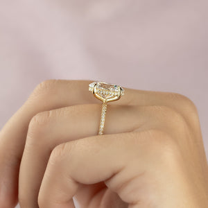 The Pave Kamellie Set  With A 2 Carat Oval 18K Yellow Gold Moissanite