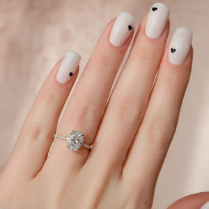 The Pave Kamellie Set With A 1 Carat Oval 14K Yellow Gold Lab Diamond