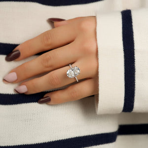 The Pave Kamellie Set  With A 1.5 Carat Oval 18K Yellow Gold Moissanite