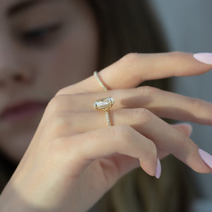The Pave Kamellie Set With A 3 Carat Oval 18K Yellow Gold Lab Diamond