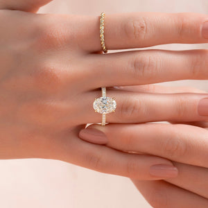 The Pave Kamellie Set  With A 2 Carat Oval 18K Yellow Gold Moissanite